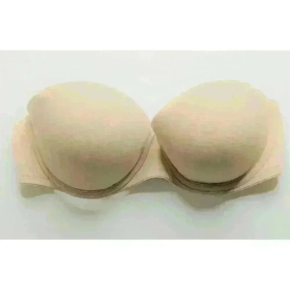 Victoria's Secret PINK bra 32C Go Everywhere Push Up Strapless underwired beige